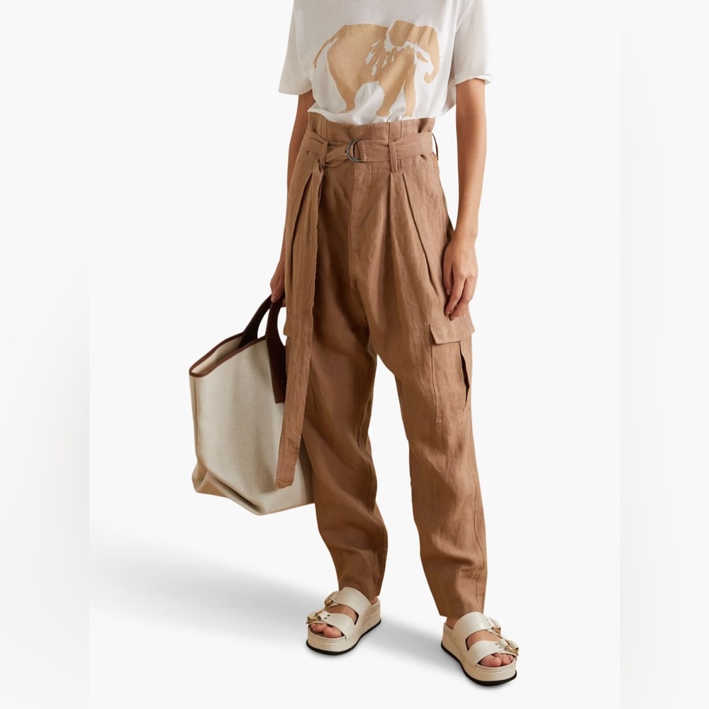 NWT BASSIKE Space For Giants belted linen tapered pants